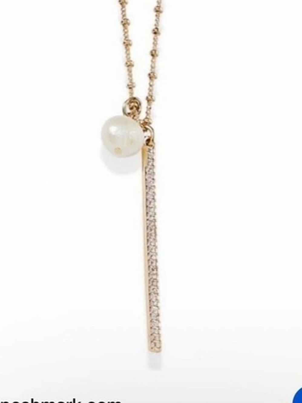 Park Lane Freshwater Pearl Charm and Sleek Thin Dazzling Line of Bling Necklace